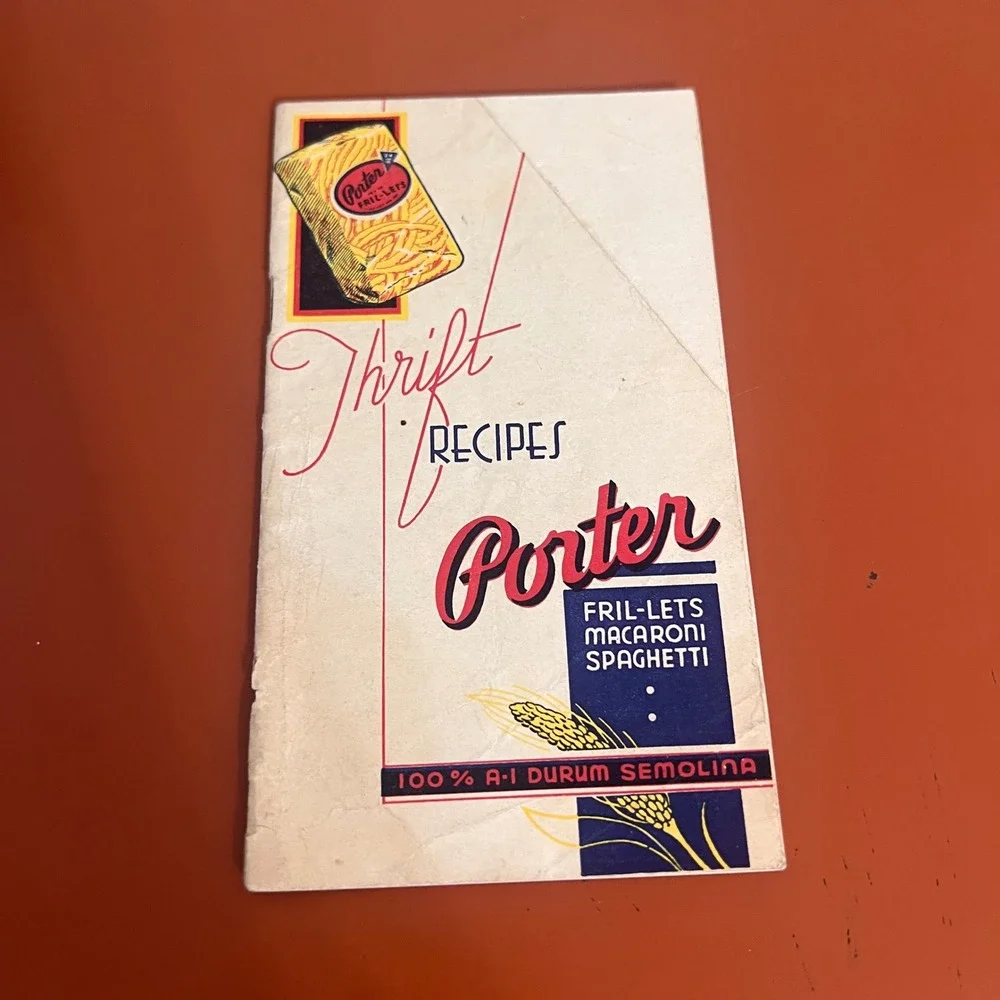 Vtg Porter Fril-Lets Thrift Recipes Booklet Scarpelli Macaroni Co Portland OR